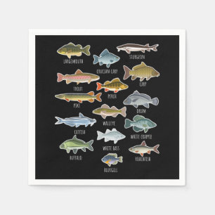 Types Of Freshwater Fish Species Fishing Napkin