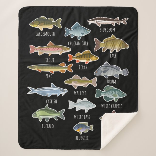 Types Of Freshwater Fish Species Fishing Sherpa Blanket (Front)