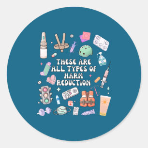 Types Of Harm Reduction Overdose Awareness Social  Classic Round Sticker