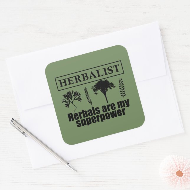 Types of herbals herbalist square sticker (Envelope)