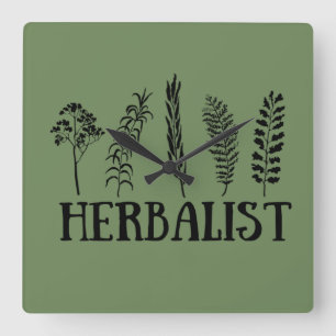 Types of herbals herbalist square wall clock
