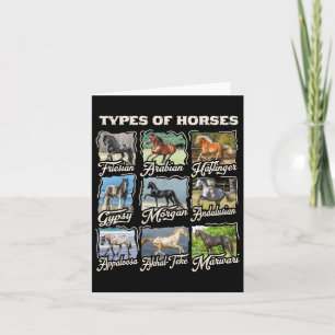 Types Of Horses Breeds Equestrian Horseback Riding Card