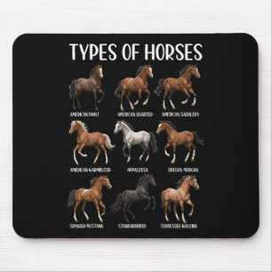 Types Of Horses Shirt Funny Horse Breed Horseback  Mouse Mat