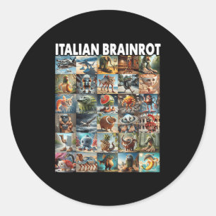 Types Of Italian Brainrot Meme Character Hand Draw Classic Round Sticker