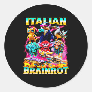 Types Of Italian Brainrot Meme Character Hand Draw Classic Round Sticker