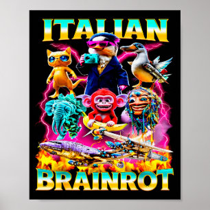 Types Of Italian Brainrot Meme Character Hand Draw Poster