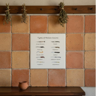 Types of Italian Knives Illustrated Chart Tile