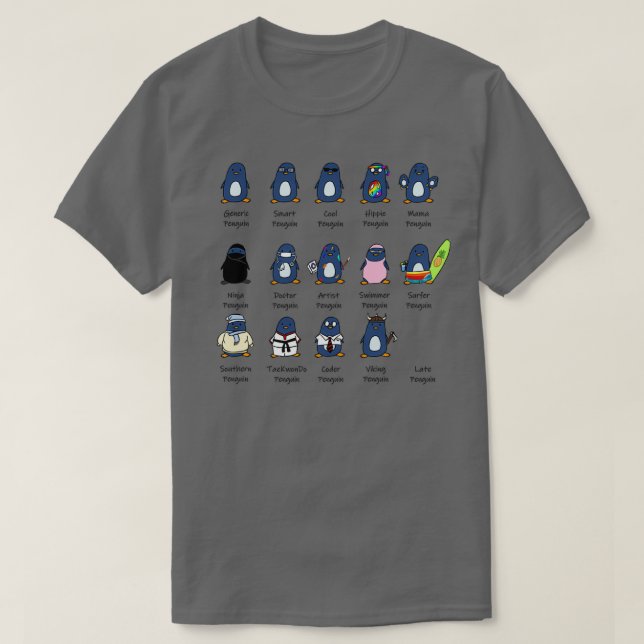 Types of Penguins Design T-Shirt (Design Front)