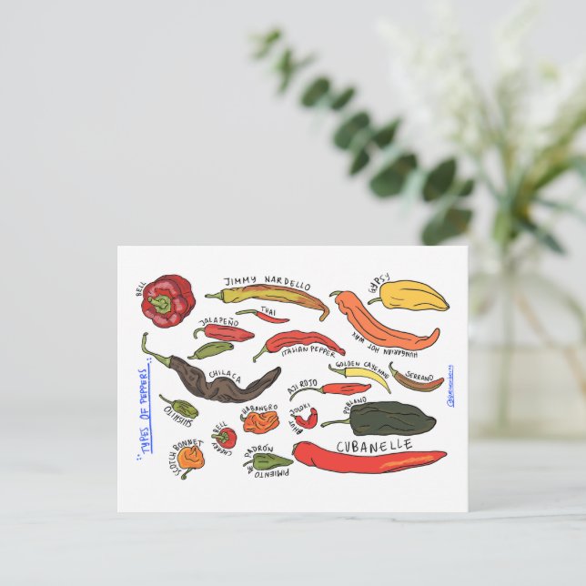 Types of Peppers Postcard (Standing Front)