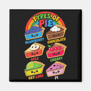Types Of Pie Funny Pi Day Math Teacher Geek 3.14 M Magnet