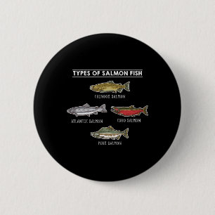 Types Of Salmon Fish For Salmon Fishing 6 Cm Round Badge