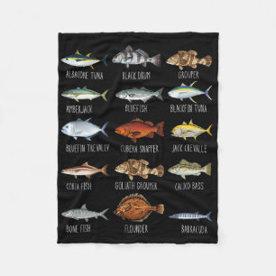 Types Of Saltwater Fish Species Biology Fishing Lo Fleece Blanket