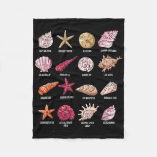 Types Of Seashells Beach Shelling Conch Sea Shell Fleece Blanket