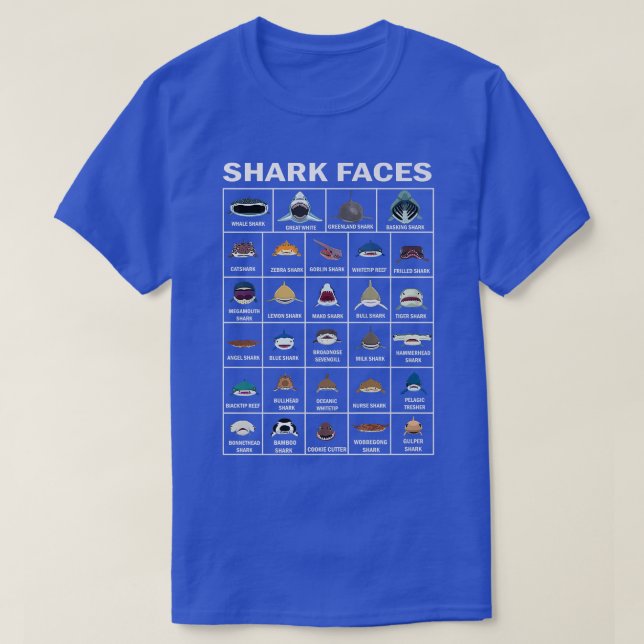 Types Of Shark Faces T-Shirt (Design Front)