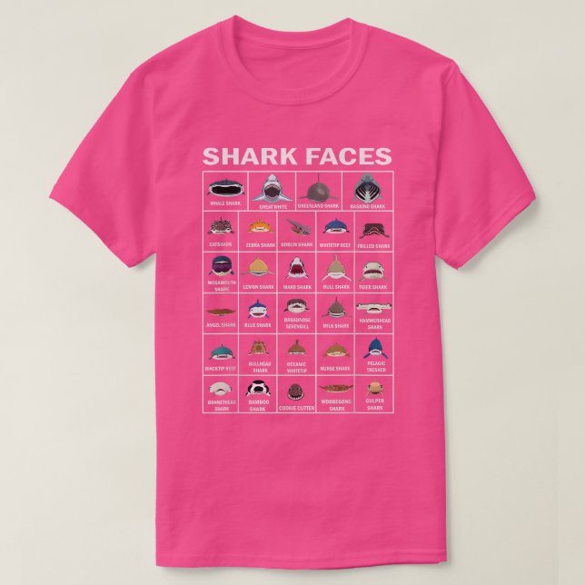 Types Of Shark Faces T-Shirt (Design Front)