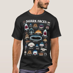 Types Of Sharks Faces Identification Birthday Scho T-Shirt