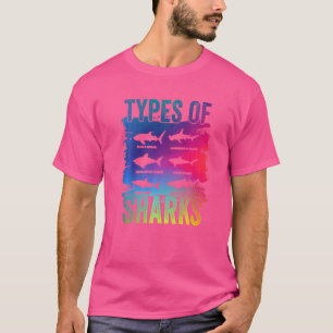 Types of Sharks Marine Biology Sea Creatures Ocean T-Shirt