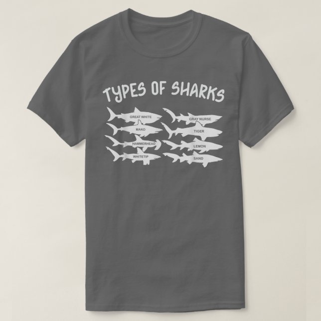 Types Of Sharks T-Shirt (Design Front)