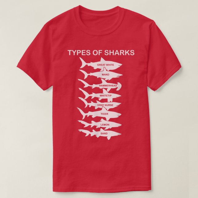 Types Of Sharks T-Shirt (Design Front)