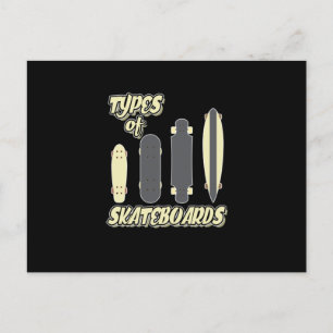 Types Of Skateboards Skateboarder Skateboarding Invitation Postcard