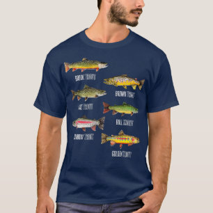 Types of Trout Fish Species Fishing Gift  T-Shirt