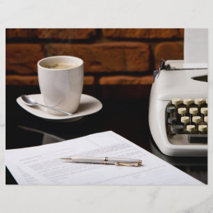 Typewriter and a cup of coffee flyer