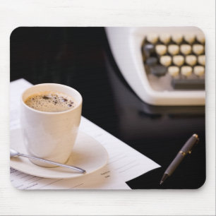 Typewriter and a cup of coffee mouse mat