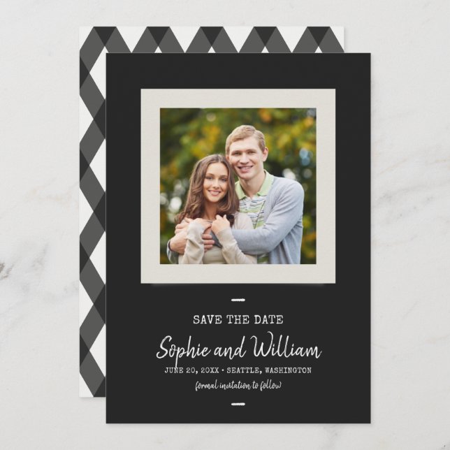 Typewriter and Script Photo Save the Date (Front/Back)