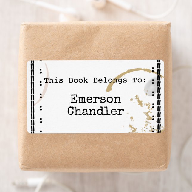 Typewriter Art Coffestain Editable Bookplate (Insitu)