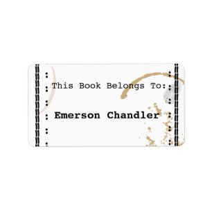 Typewriter Art Coffestain Editable Bookplate Label