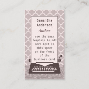 Typewriter Author Writer Modern Warm Grey Retro Business Card