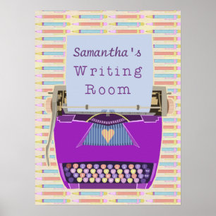 Typewriter Authors Writing Room Personalised Poster