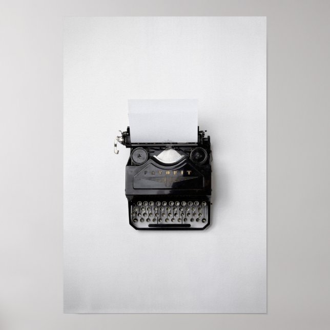 Typewriter, black and white photograph,  poster (Front)