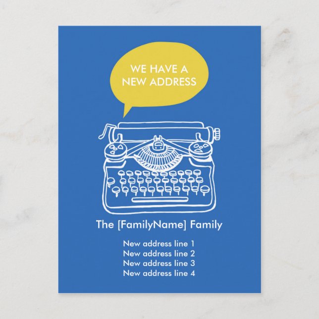 Typewriter Change of Address Cards (Front)
