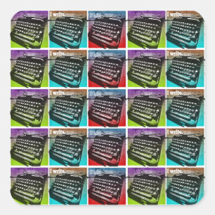 Typewriter Cool Pop Art for Writers and Authors Square Sticker