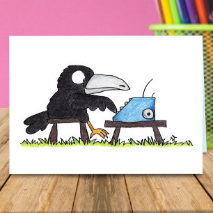 TYPEWRITER CROW greeting card by Nicole Janes
