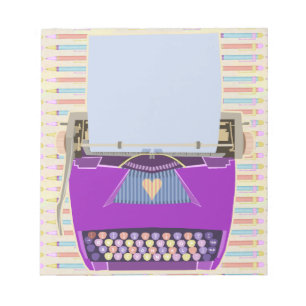 Typewriter Cute Retro Mid-Century Modern Purple Notepad