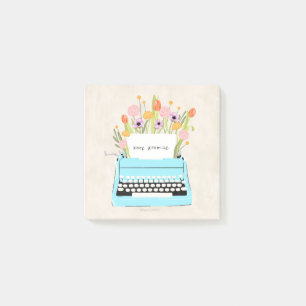 Typewriter Floral Bouquet Inspirational Quote Post-it Notes