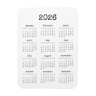 Typewriter font minimalist 2022 calendar magnet