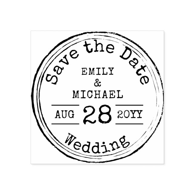 Typewriter Font Save The Date Wedding Rubber Stamp (Imprint)