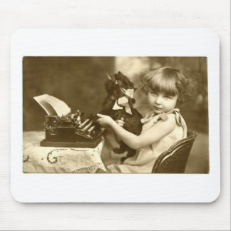 Typewriter girl mouse mat