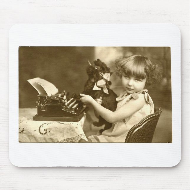 Typewriter girl mouse mat (Front)