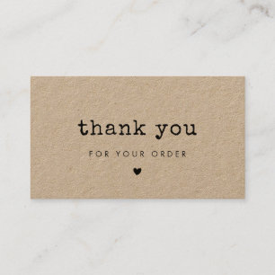 Typewriter kraft Thank you for your order card