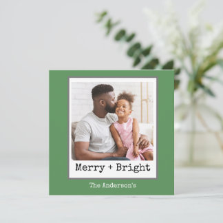 Typewriter Minimalist Christmas Photo Merry Bright Holiday Card