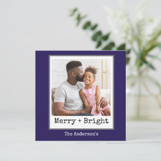 Typewriter Minimalist Christmas Photo Merry Bright Holiday Card
