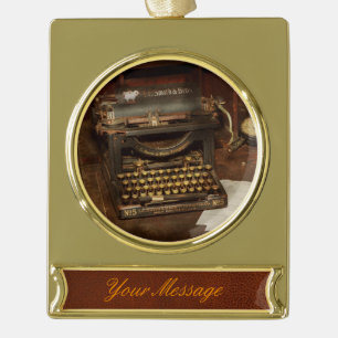 Typewriter - My bosses office Gold Plated Banner Ornament