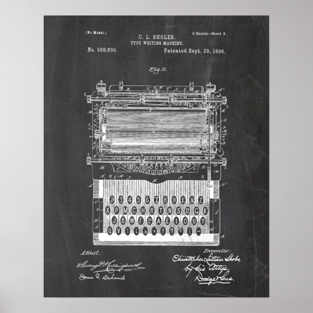 Typewriter Patent Poster (Front)