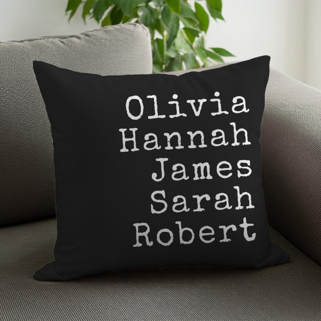 Typewriter Personalised Family Names Cushion (Creator Uploaded)