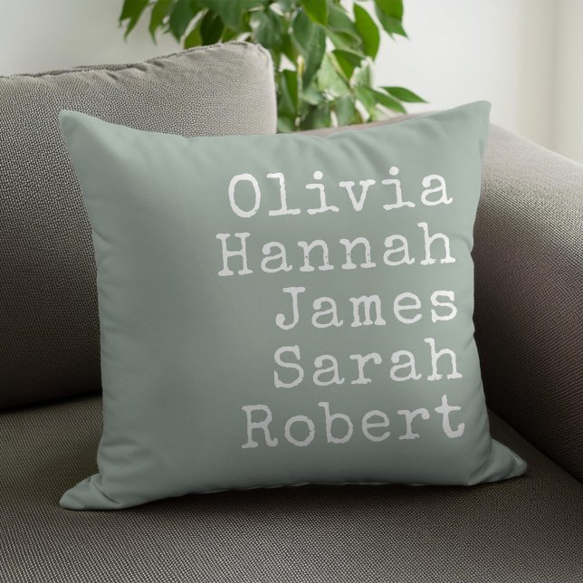 Typewriter Personalised Family Names Cushion (Creator Uploaded)