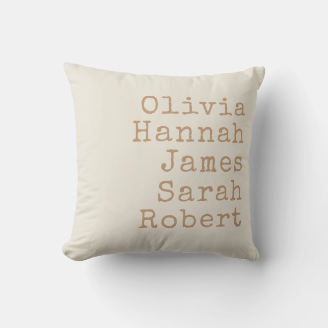 Typewriter Personalised Family Names Cushion (Front)